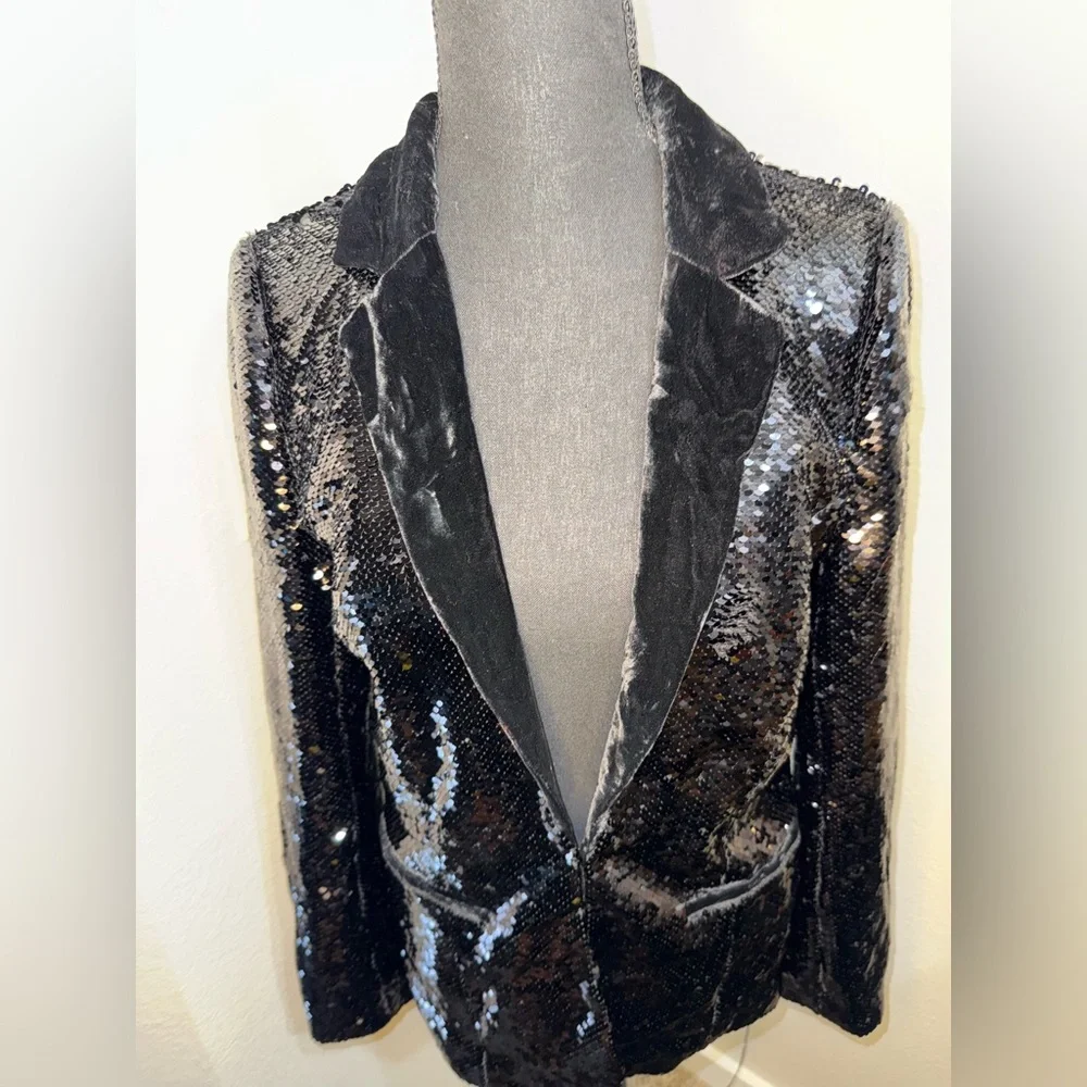 Cami NYC The Lennon‎ Sequin Blazer in Black-Size Large